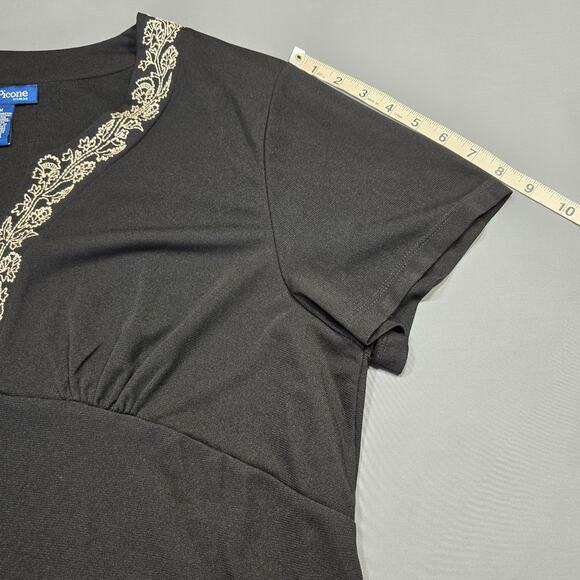 Evan-Picone Black Embroidered Shirt Classic Short Sleeve Top Womens Plus Size 3X - Picture 8 of 8